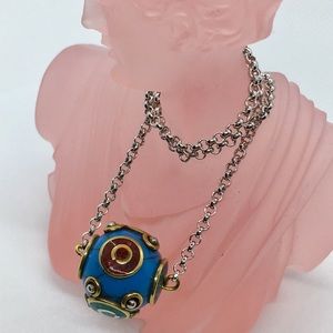 Tibetan turquoise stylish beads & silver chain